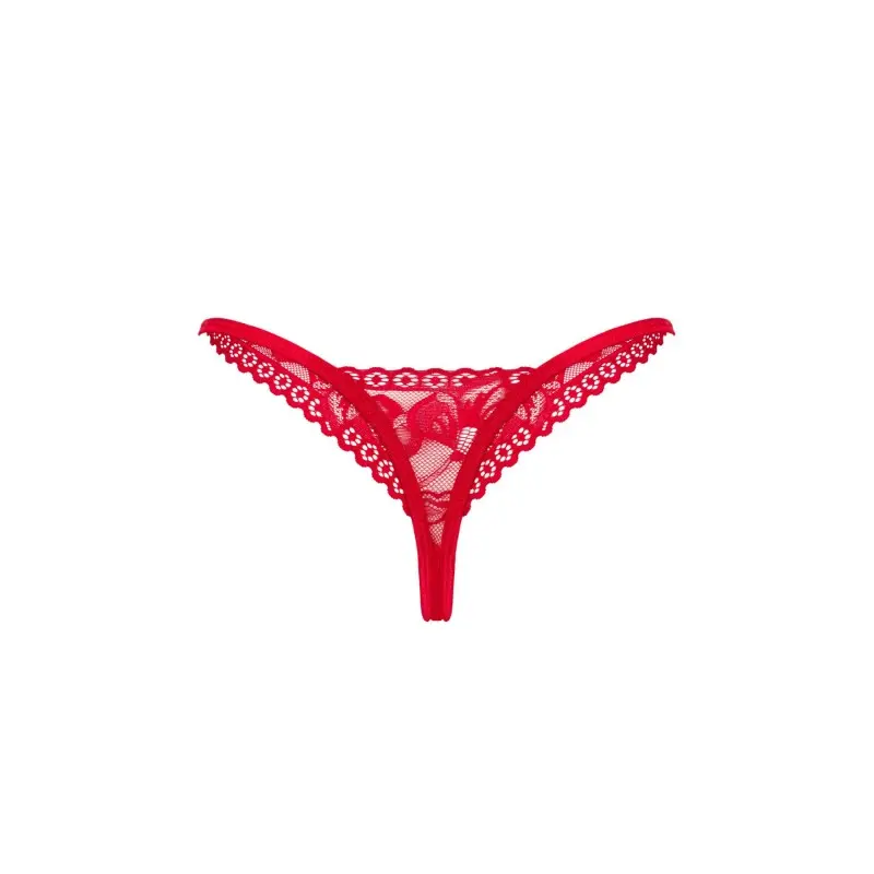 Кружевные стринги Obsessive Lacelove thong M/L Red, низкая посадка
