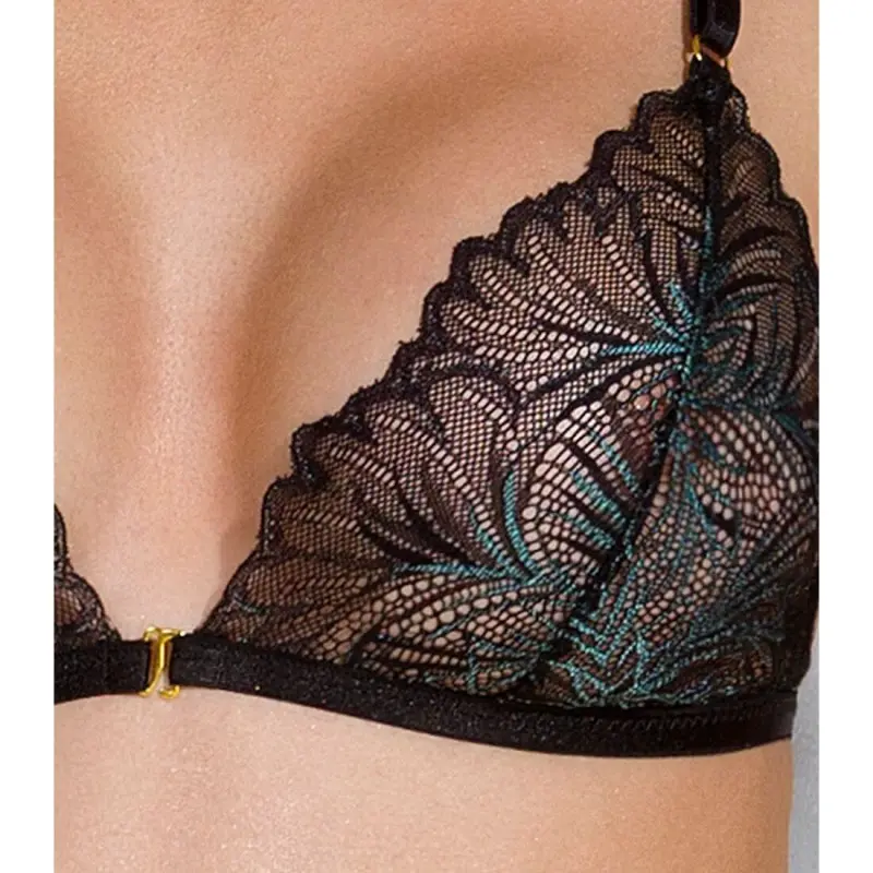 Комплект с открытым доступом Passion DELIENA SET XXL/XXXL black, лиф, стринги, пояс для чулок