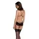 Комплект с открытым доступом Passion DELIENA SET XXL/XXXL black, лиф, стринги, пояс для чулок