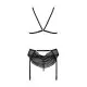 Комплект с открытым доступом Passion DELIENA SET XXL/XXXL black, лиф, стринги, пояс для чулок