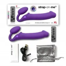 Безремінний страпон з вібрацією Strap-On-Me Vibrating Violet XL, діам. 4,7см, пульт ДК, регульований