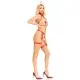 Портупея с чокером и гартеры Leg Avenue 2PC Vegan Leather Nurse Harness Teddy and Headband Red S