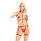 Портупея с чокером и гартеры Leg Avenue 2PC Vegan Leather Nurse Harness Teddy and Headband Red S