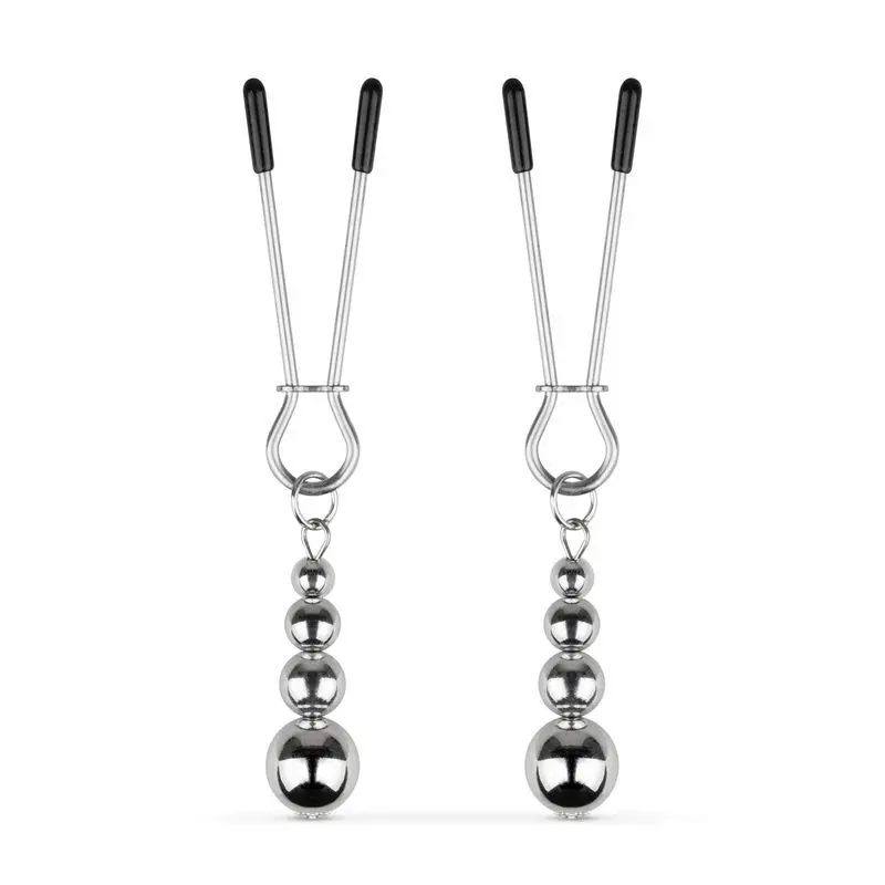 Зажимы для сосков Bedroom Fantasies: Nipple Clamps with Beaded Chain - Silver