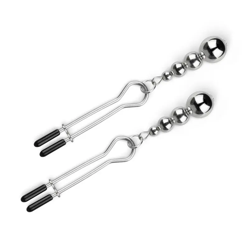 Зажимы для сосков Bedroom Fantasies: Nipple Clamps with Beaded Chain - Silver