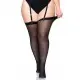 Прозрачные чулки со швом Leg Avenue Sheer backseam stockings Black, plus size