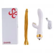 Вібратор-кролик з флогером LOCKINK SEVANDA Whip Vibrating Massage Wand - White & Golden