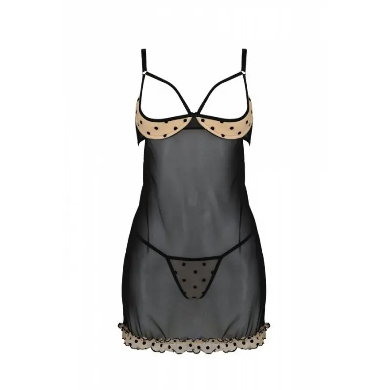 Эротический пеньюар Passion MARINA CHEMISE, XXL/XXXL, beige