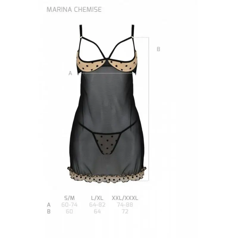 Эротический пеньюар Passion MARINA CHEMISE, XXL/XXXL, beige