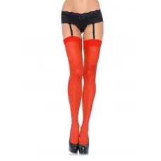 Сексуальные чулки под подвязки Leg Avenue Sheer Stockings Red, plus size