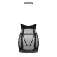 Полупрозрачная сорочка с открытой грудью Obsessive Lacrisia chemise XL/2XL, черная, с чокером