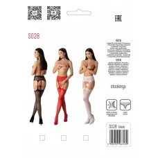 Эротические колготки-бодистокинг с тонкими подвязками Passion S028 One Size, white, открытый доступ