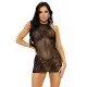 Платье-сетка со стразами Leg Avenue Rhinestone halter mini dress Black, открытая спина, one size