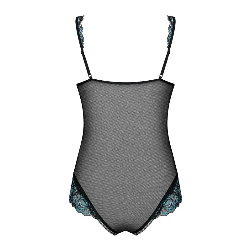 (SALE) Сетчатое боди на косточках Obsessive Amanta teddy S/M, черное, с доступом