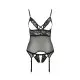 Корсет с открытой грудью Passion DIABOLINA CORSET XXL/XXXL, black, пажи, трусики, полупрозрачный