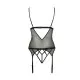 Корсет с открытой грудью Passion DIABOLINA CORSET XXL/XXXL, black, пажи, трусики, полупрозрачный