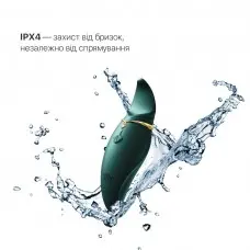 Вибратор 2в1 с язычком Zalo — Hero Jewel Green, кристалл Swarovski