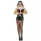 Виниловый костюм монашки Leg Avenue Sinful Sister XS, комбинезон, воротник, пояс, головной убор