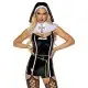 Виниловый костюм монашки Leg Avenue Sinful Sister XS, комбинезон, воротник, пояс, головной убор