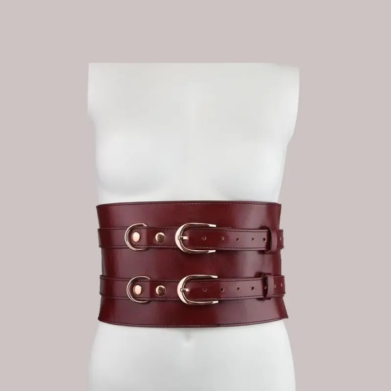 Кожаный пояс для бондажа Liebe Seele Wine Red Waist Cuff, M Size
