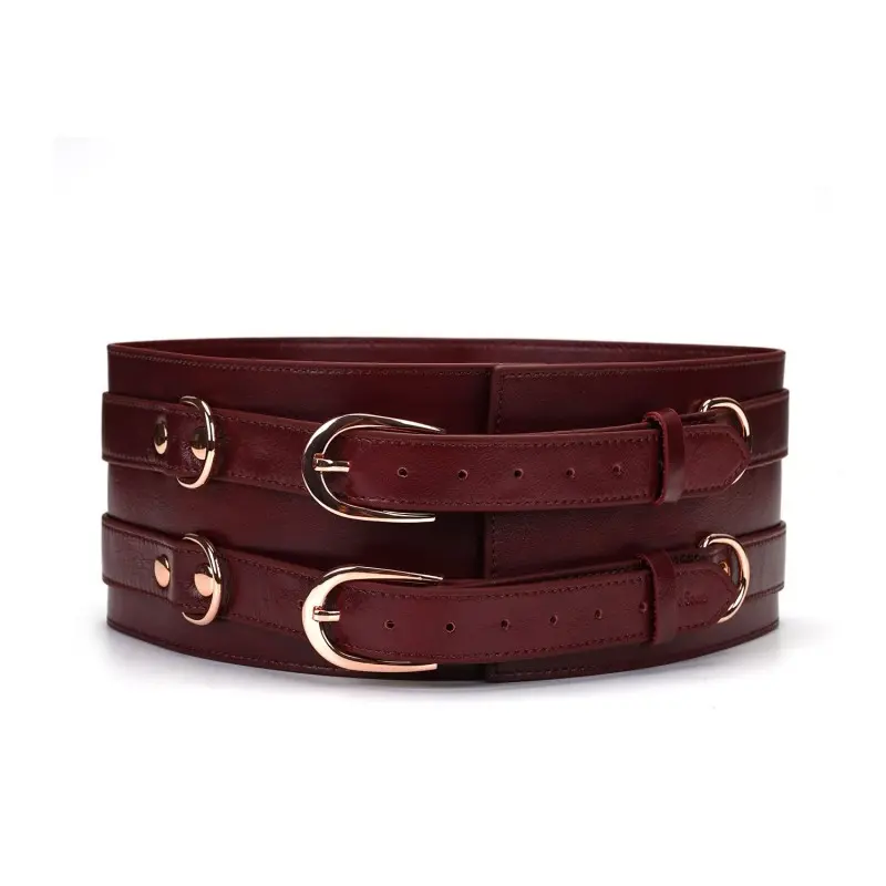 Кожаный пояс для бондажа Liebe Seele Wine Red Waist Cuff, M Size