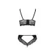 Комплект из эко-кожи с кружевом Passion LOONA SET L/XL, black, бра и трусики