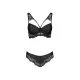 Комплект из эко-кожи с кружевом Passion LOONA SET L/XL, black, бра и трусики