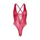 Кружевное боди Leg Avenue Floral lace thong teddy Red, шнуровка на груди, one size