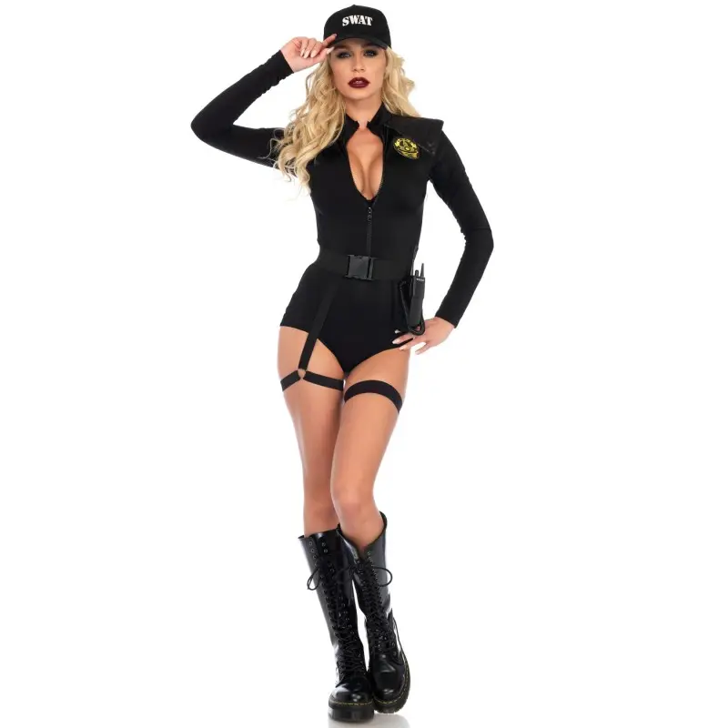 Костюм эротического спецназа Leg Avenue SWAT Team Babe L, боди, пояс, подвязки, игрушечная рация, ке