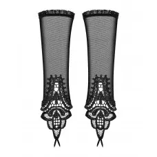 Сітчасті мітенки з мереживом Obsessive Luiza mittens One size, чорні