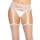 Чулки-сетка Leg Avenue Net stockings with garter belt One size White, пояс, подвязки