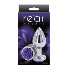 Ns Novelties Rose Buttplug M - Анальная пробка, 7,5х3,5 см, (серебристая с фиолетовым)
