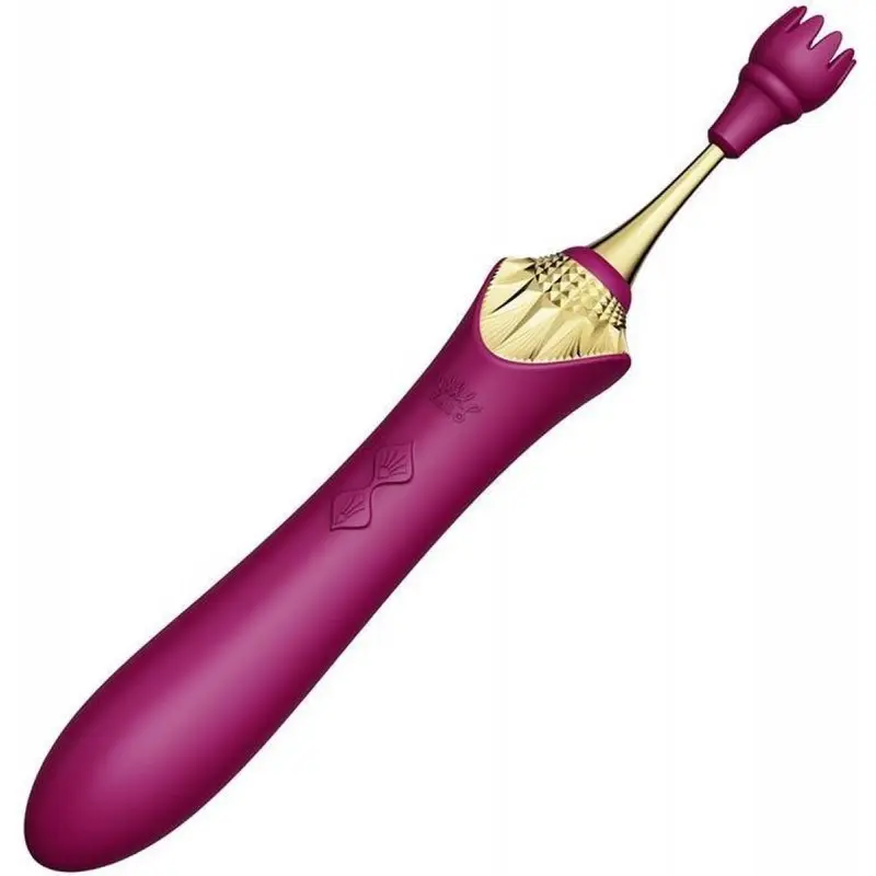 Zalo Bess Pin Point Vibrator - Изысканный вибратор для клитора с насадками, 22х3.3 см (фиолетовый)