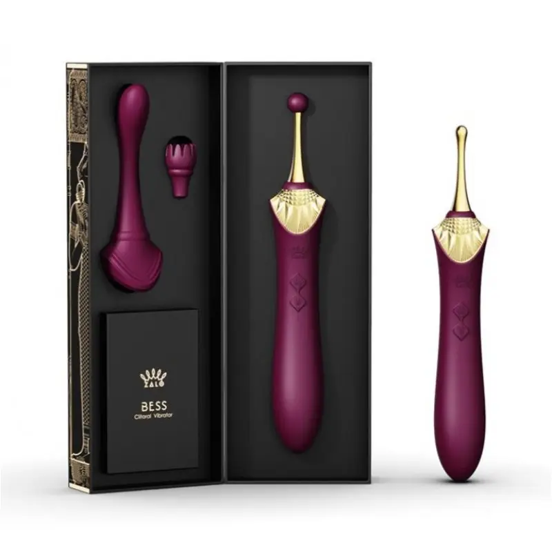 Zalo Bess Pin Point Vibrator - Изысканный вибратор для клитора с насадками, 22х3.3 см (фиолетовый)