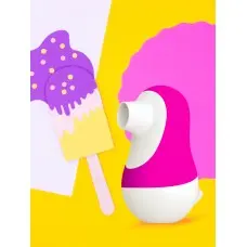 Містер Факер Pinguino - 2в1 вакуумний стимулятор із рухомим язичком, 9.4x6.2 см (рожевий)