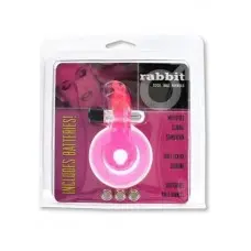 Seven Creations Cock & Ball Ring Rabbit - двойное виброкольцо с зайчиком, 9х1.5 см (розовый)