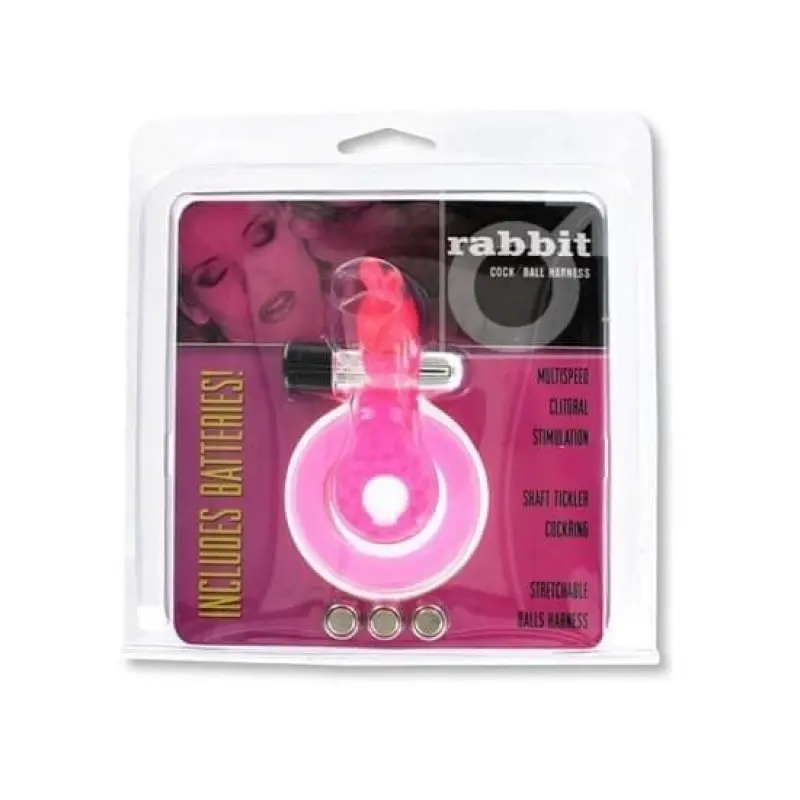 Seven Creations Cock & Ball Ring Rabbit - двойное виброкольцо с зайчиком, 9х1.5 см (розовый)