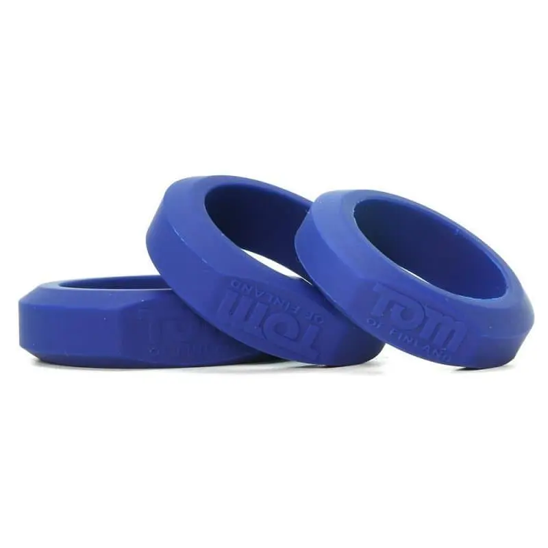Tom of Finland 3 Piece Silicone Cock Ring Set - набір ерекційних кілець, 3 шт (синій)
