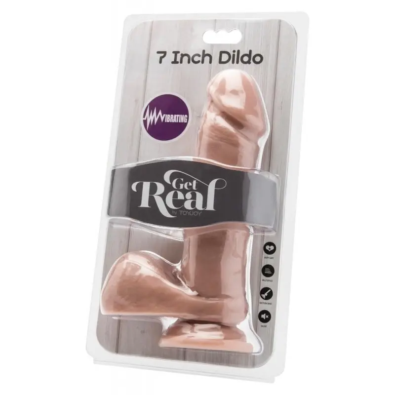 Get Real Cock 7 Inch W/ Balls Flesh - Реалістичний вібратор 18х4,5 см (тілесний)