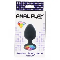 Toy Joy Rainbow Booty Jewel Medium - Анальная пробка с радужным кристаллом в основании, 8х3.5 см (M)