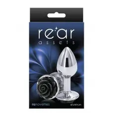 Ns Novelties Rose Buttplug S - Анальная пробка, 6,35х2,7 см, (серебристая с черным)