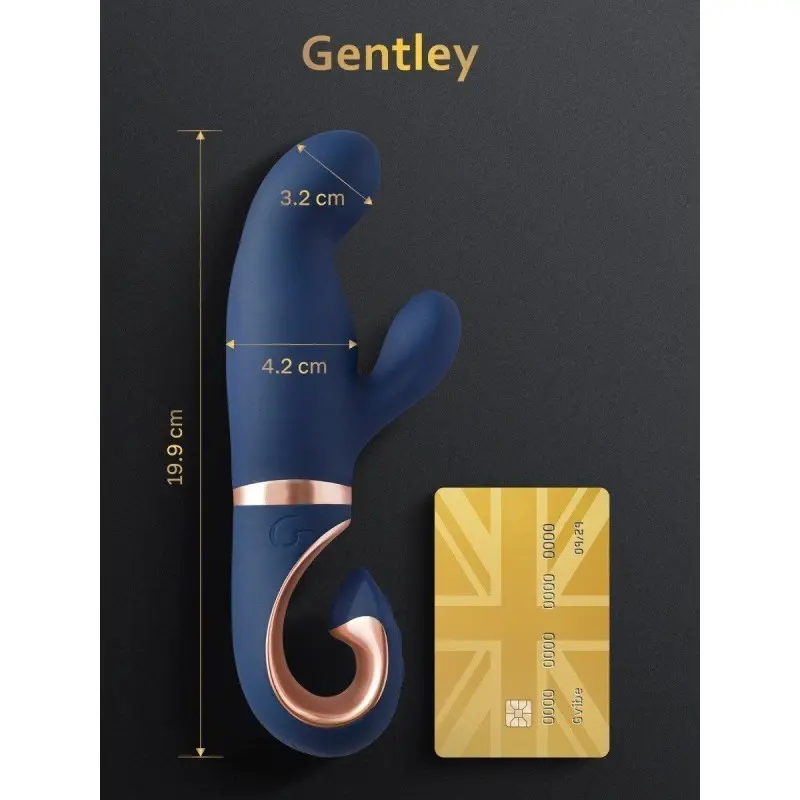 Gvibe Gentley Caribbean Blue - вібратор кролик для стимуляції точки G і клітора з 2 моторами, 19.9х4.2 см (синій)