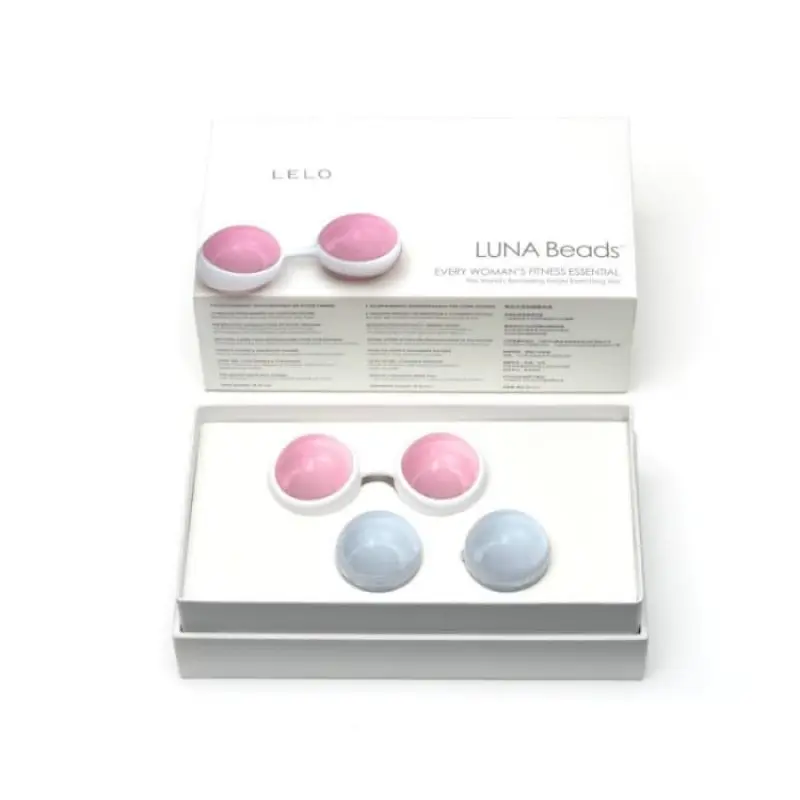 Lelo Luna Beads - вагінальні кульки зі зміщеним центром ваги, 3,5 см (рожевий з блакитним)