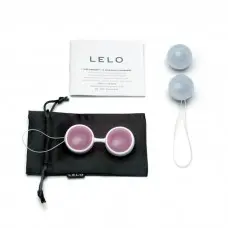 Lelo Luna Beads - вагінальні кульки зі зміщеним центром ваги, 3,5 см (рожевий з блакитним)