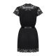 Сатиновый открытый пеньюар на поясе Obsessive 810-PEI–1 peignoir black S/M, черный