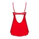 Пеньюар Obsessive Ingridia chemise & thong XL/2XL, красный, сорочка, стринги