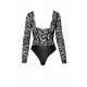 Боді Noir Handmade F296 Psyche bodysuit of lace and wetlook - 3XL