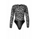 Боді Noir Handmade F296 Psyche bodysuit of lace and wetlook - 3XL