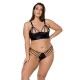 Комплект из экокожи Passion MALWIA BIKINI 4XL/5XL black, с люверсами и ремешками, бра, трусики