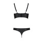 Комплект из экокожи Passion MALWIA BIKINI 4XL/5XL black, с люверсами и ремешками, бра, трусики